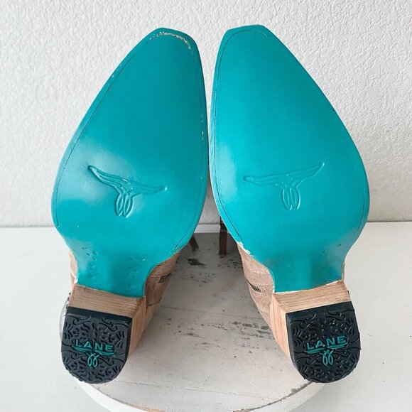 Lane Gallatin Womens Cowboy Boots 11 Latte Suede Cowgirl Western Mid Calf Tall - Picture 8 of 11